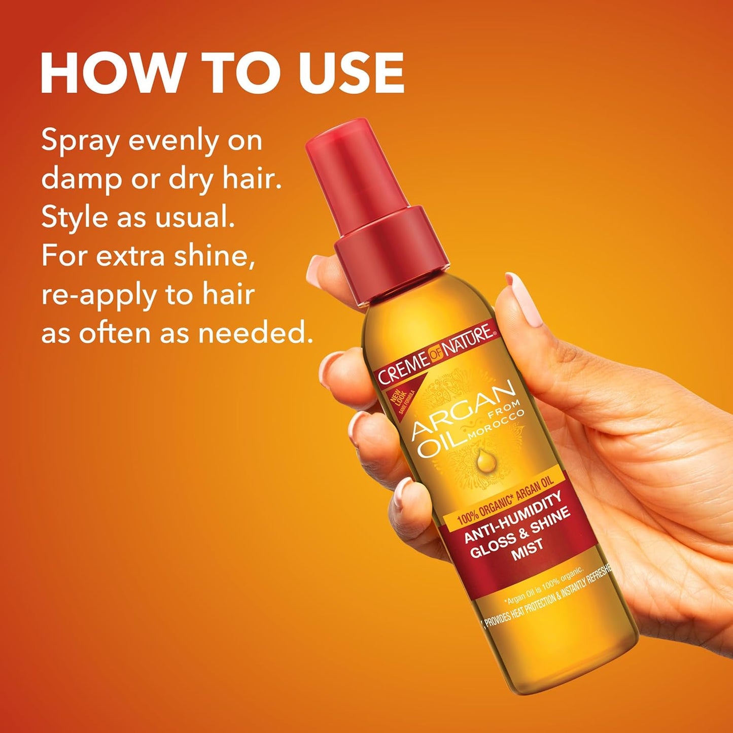 , Argan Oil anti Humidity Gloss & Shine Mist, Argan Oil of Morocco, Provides Heat Protection, 4 Fl Oz