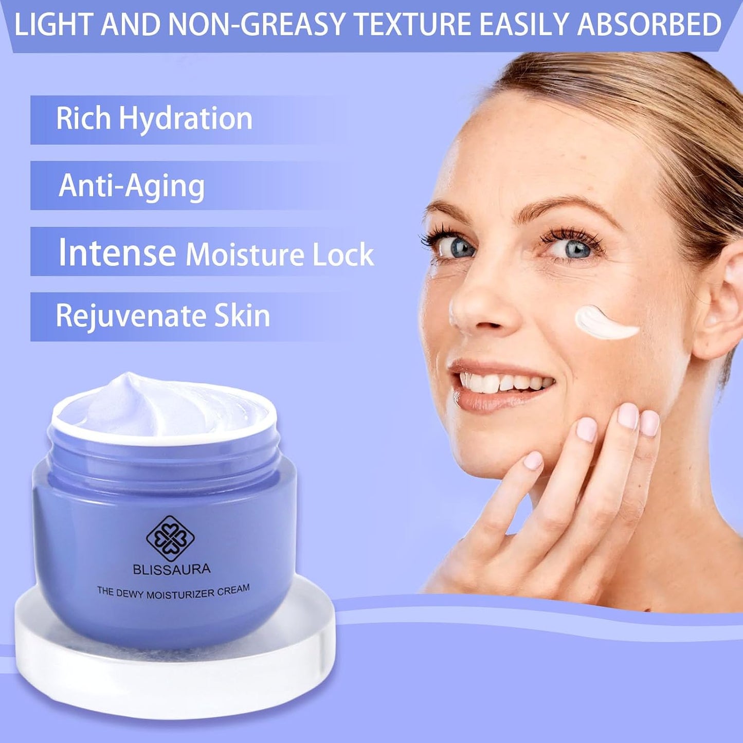 The Dewy Moisturizer Cream - Premium Anti-Aging Facial Dewy Skin Cream with Purple Rice & Hyaluronic Acid for Radiant, Hydrated Skin 50Ml/1.7 Fl Oz