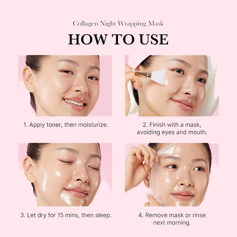 DermaGlow™ 5PC Korean Collagen Peel-Off Mask – Elasticity Boost & Deep Hydration for Radiant, Firm Skin