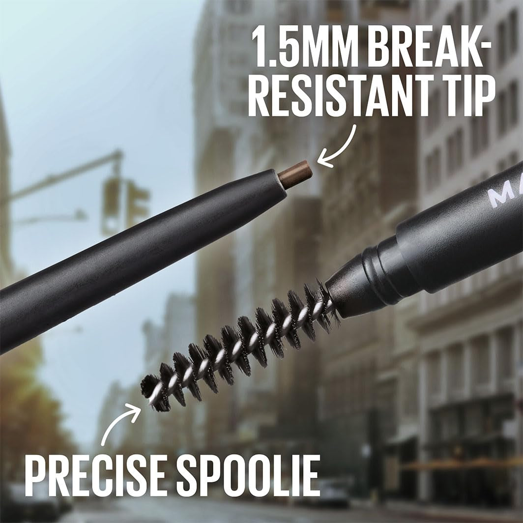 Express Brow Ultra Slim Eyebrow Makeup, Brow Pencil with Precision Tip and Spoolie for Defined Eyebrows, Soft Brown, 1 Count